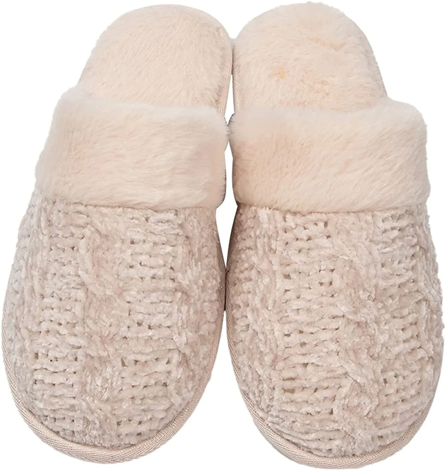Roxoni Clog Sandals for Women  Fur Trim Slippers  Sweater Knit Slippers Clear Jelly Slippers