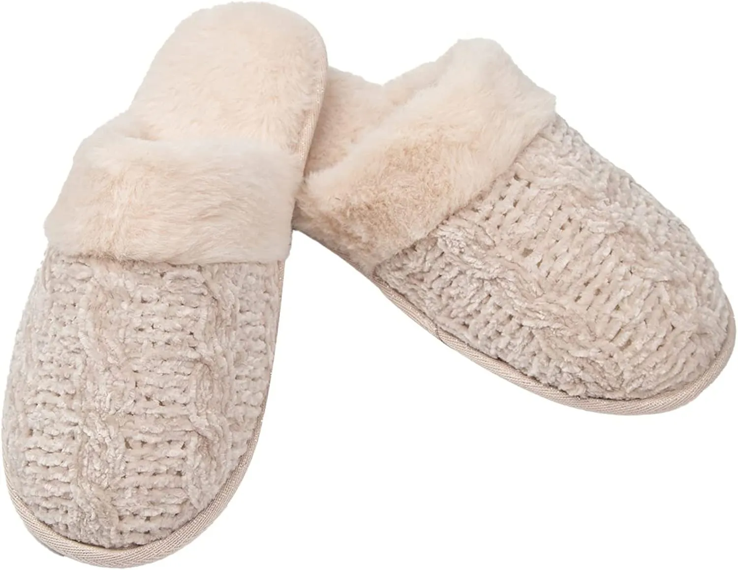 Roxoni Clog Sandals for Women  Fur Trim Slippers  Sweater Knit Slippers Ortho Slippers