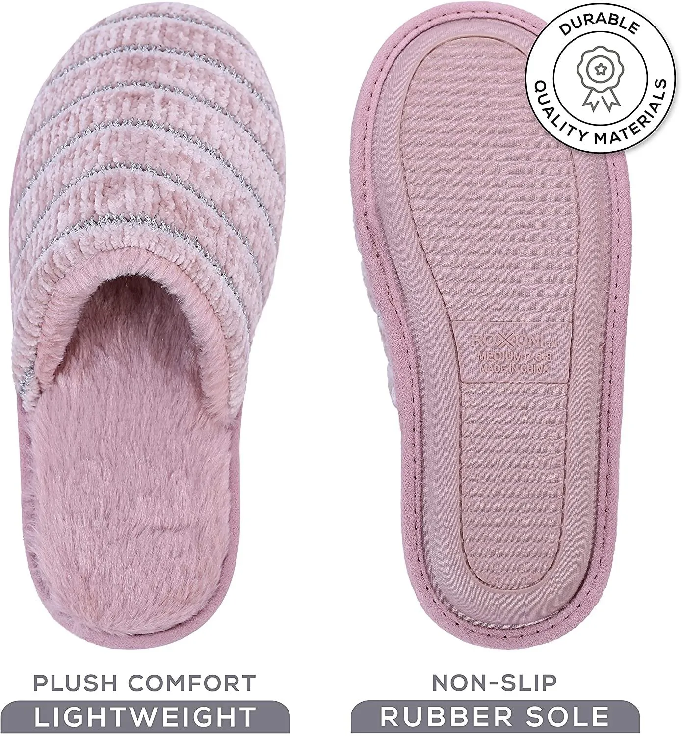 Toga Slides ROXONI Women Slipper Cozy Memory Foam, Indoor Outdoor Rubber Sole