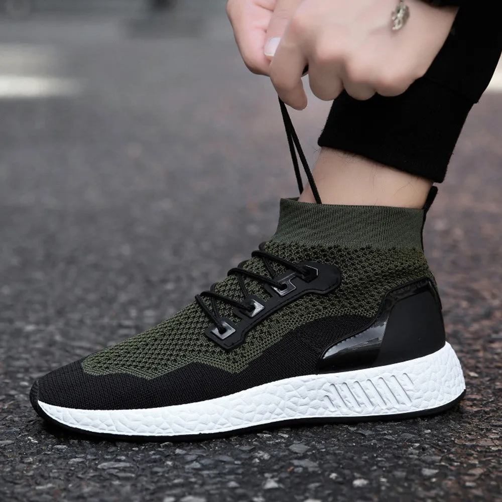 High Top Running Shoes Fashion Men High Help Soft Sole Running Shoes Gym Shoes Socks Shoes