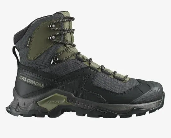 Salomon Men's Quest Element Gore-Tex, Waterproof Neutral Leather Hiking Boots - Black/Deep Lichen Green/Olive Night Hiking Shoes New Zealand