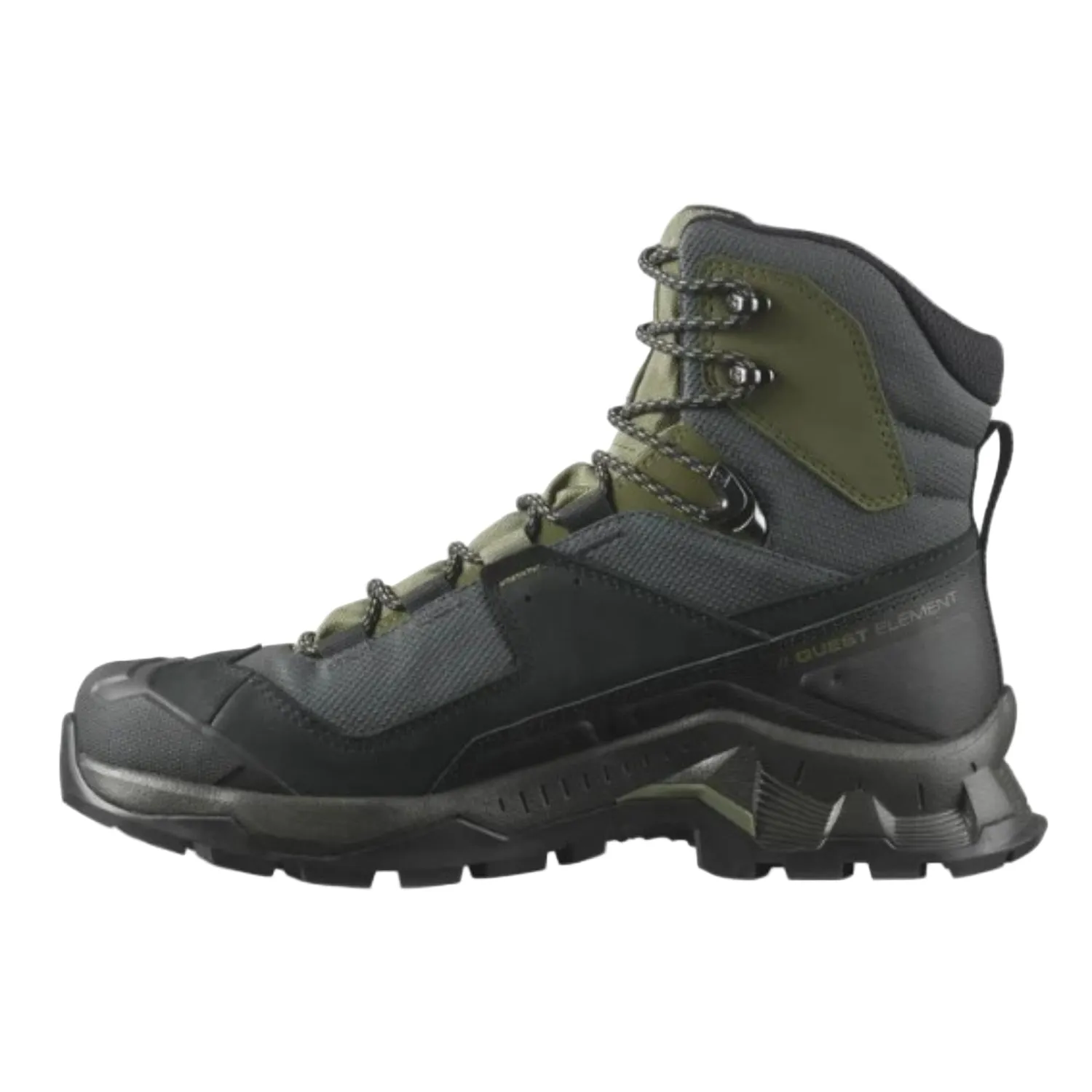 Hiking Shoes For Mount Kinabalu Salomon Men's Quest Element Gore-Tex, Waterproof Neutral Leather Hiking Boots - Black/Deep Lichen Green/Olive Night