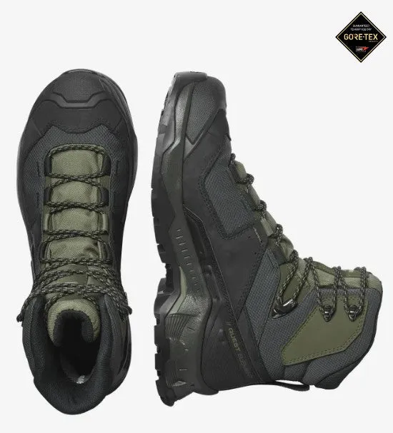 Salomon Men's Quest Element Gore-Tex, Waterproof Neutral Leather Hiking Boots - Black/Deep Lichen Green/Olive Night Ultra 112 Waterproof Hiking Shoes