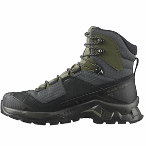 Salomon Men's QUEST ELEMENT GORE-TEX Leather Hiking Boots, Black / Deep Lichen Green / Olive Night Rack Room Hiking Boots