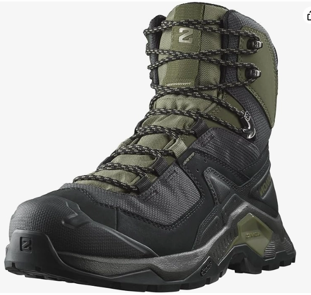 Salomon Men's QUEST ELEMENT GORE-TEX Leather Hiking Boots, Black / Deep Lichen Green / Olive Night Hiking Boots Style