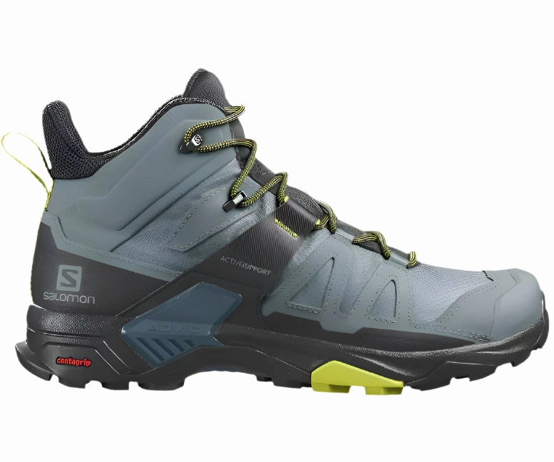 Salomon Men's X Ultra 4 Mid GTX Waterproof Hiking Boots  Trooper/Black/Evening Primrose No Tie Laces Hiking Boots