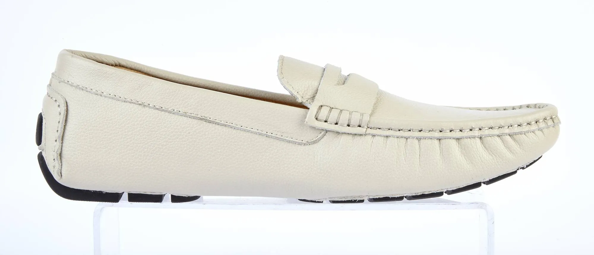 Casual Wedge Shoes ECRU LEATHER DRIVING SHOES