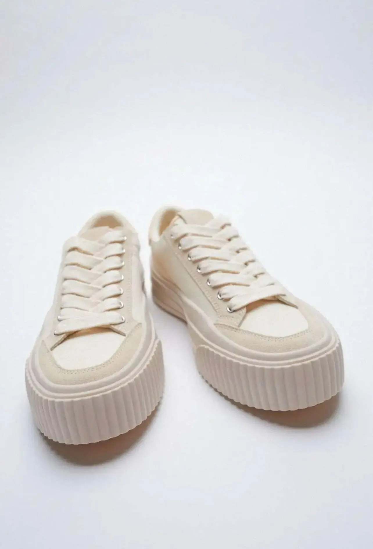 Zara Beige Canvas And Suede Sneakers Size EU 39 NWOT Laces For Sneakers