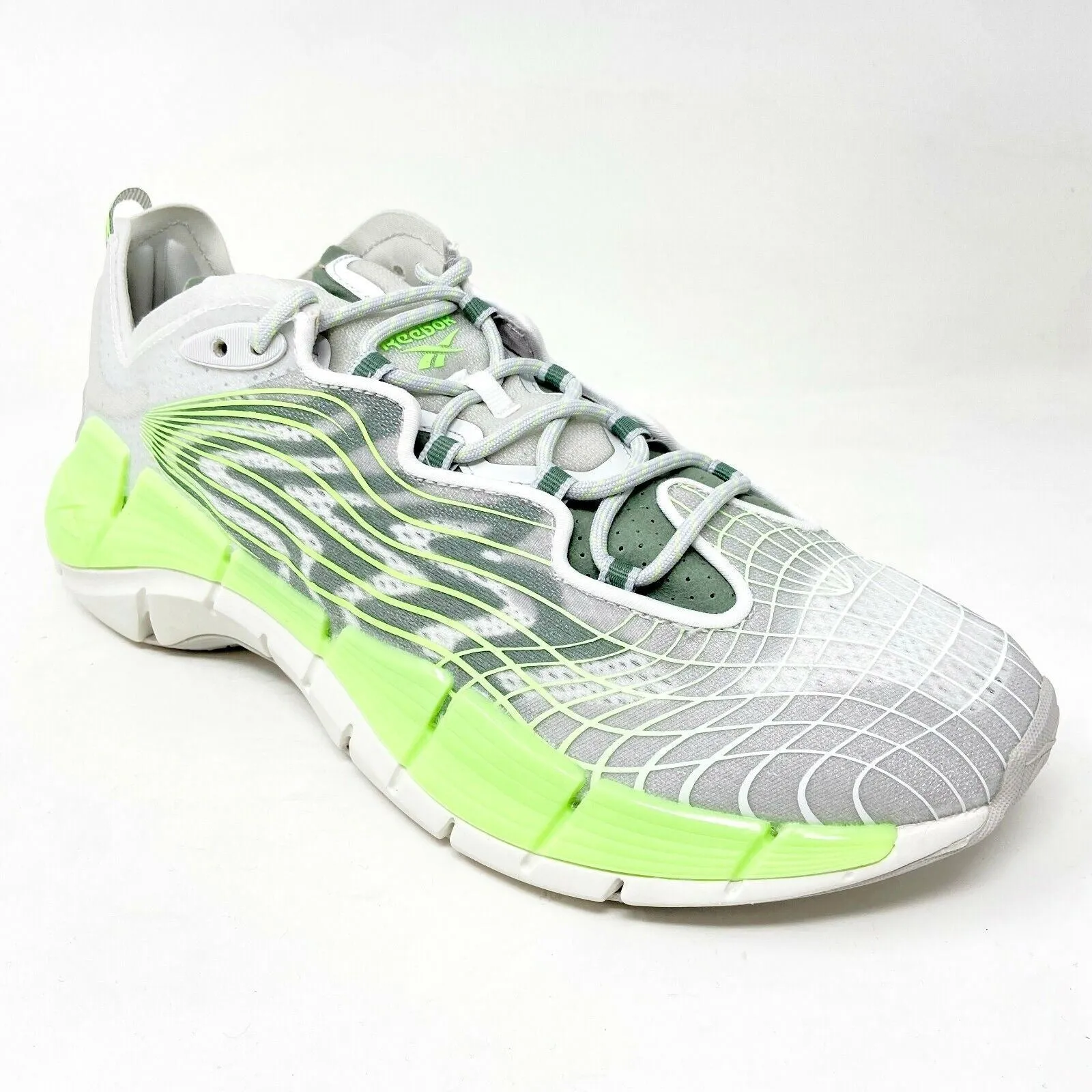 Reebok Zig Kinetica II Pure Grey Neon Mint Mens Running Shoes FY7744 Waterproof Road Running Shoes