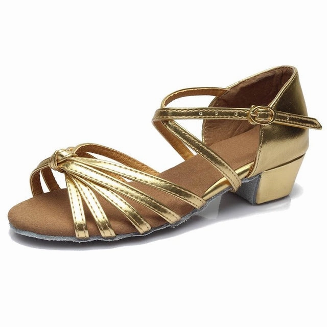 602 High quality new arrival wholesale girls Children/child/kids ballroom tango salsa latin dance shoes low heel shoes 12 colors