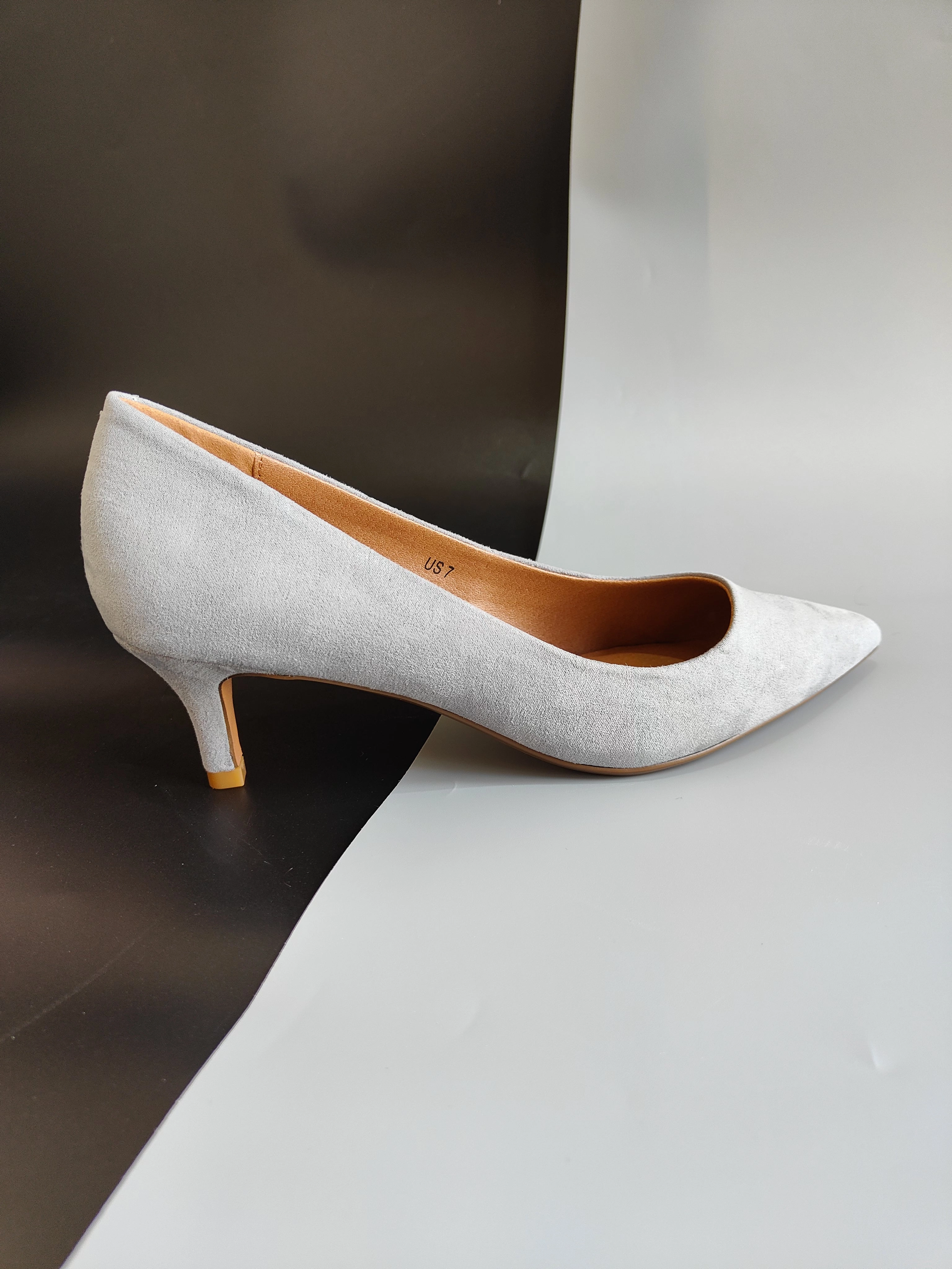 Women's High Heel Pointed Toe Pump Velvet Shoes in Grey UK 5 / EU 38 High Heels And Wedge Shoes