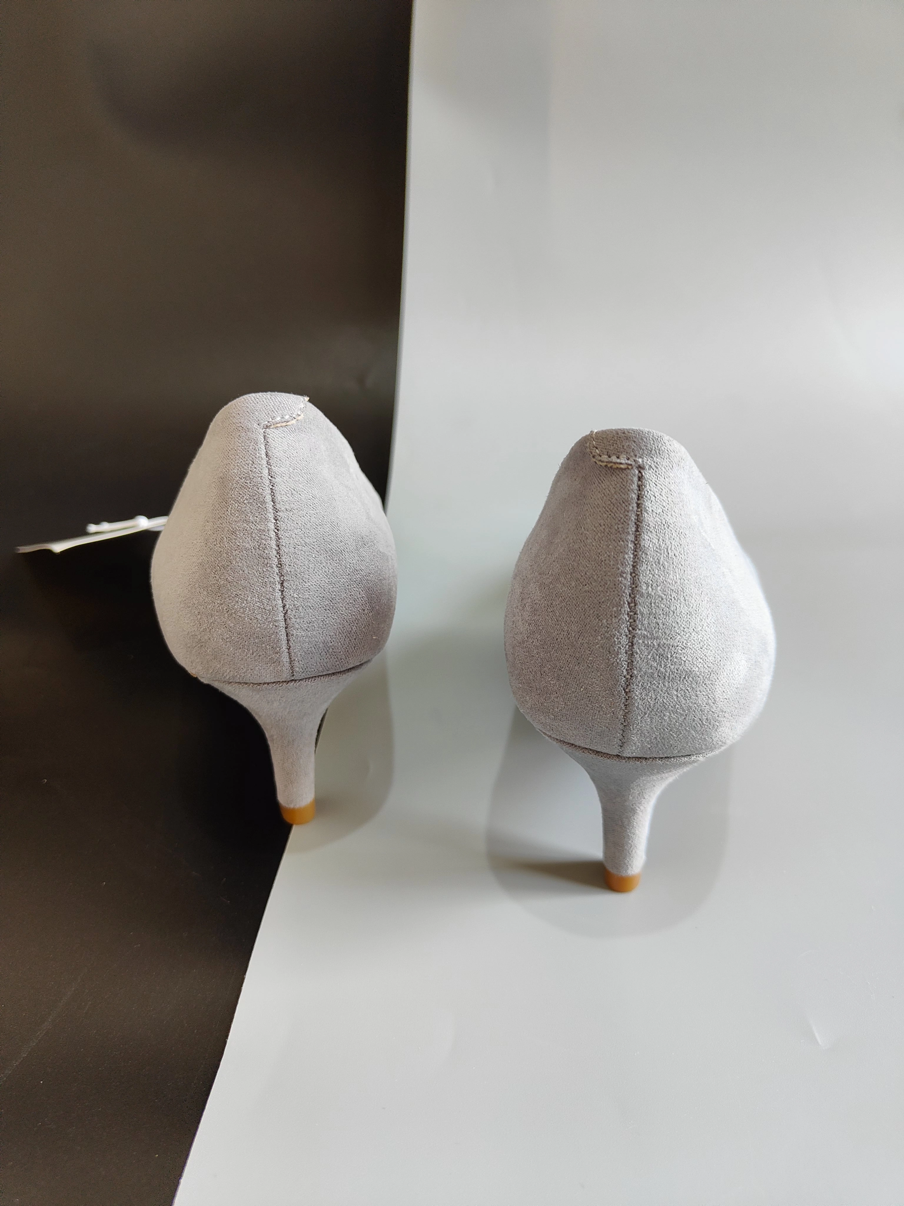 Women's High Heel Pointed Toe Pump Velvet Shoes in Grey UK 5 / EU 38 Low Heels