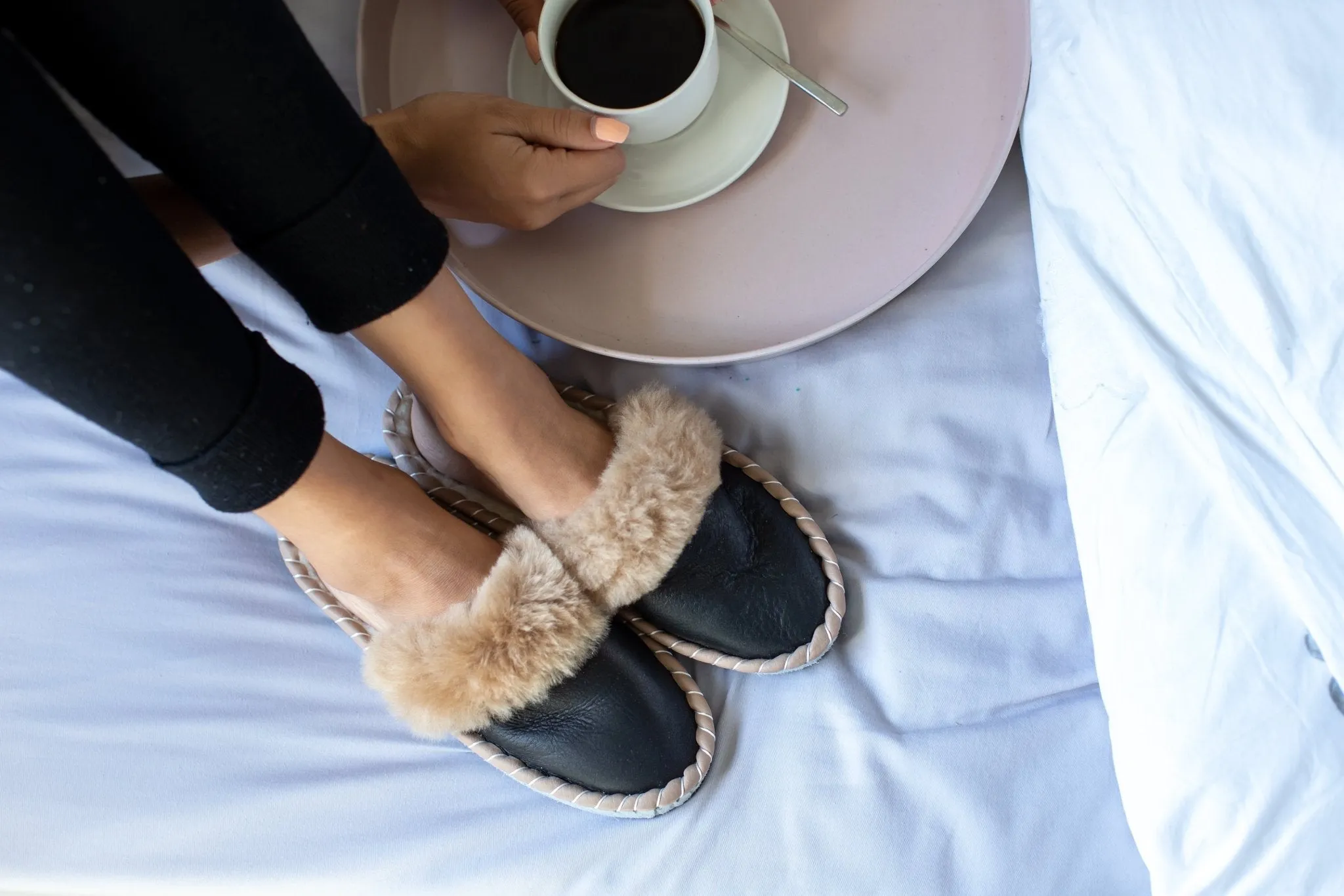 Snowflake Slippers Sheepskin Mules - Brown