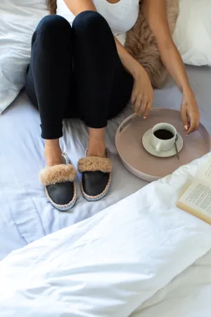 Butterfly Slippers Sheepskin Mules - Brown