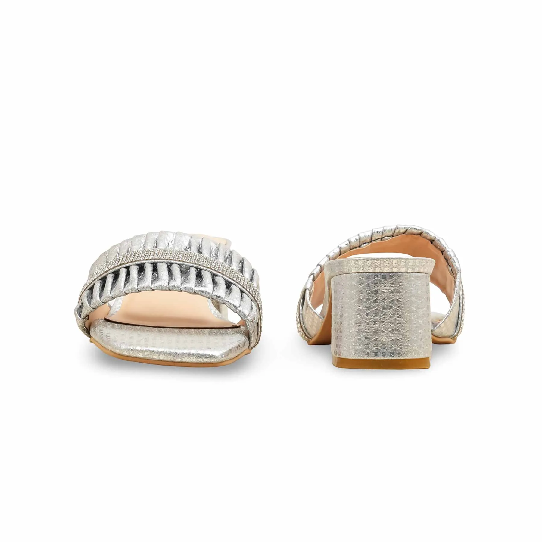 Tennis Shoe Slides Silver Fancy Women Slipper FN8015