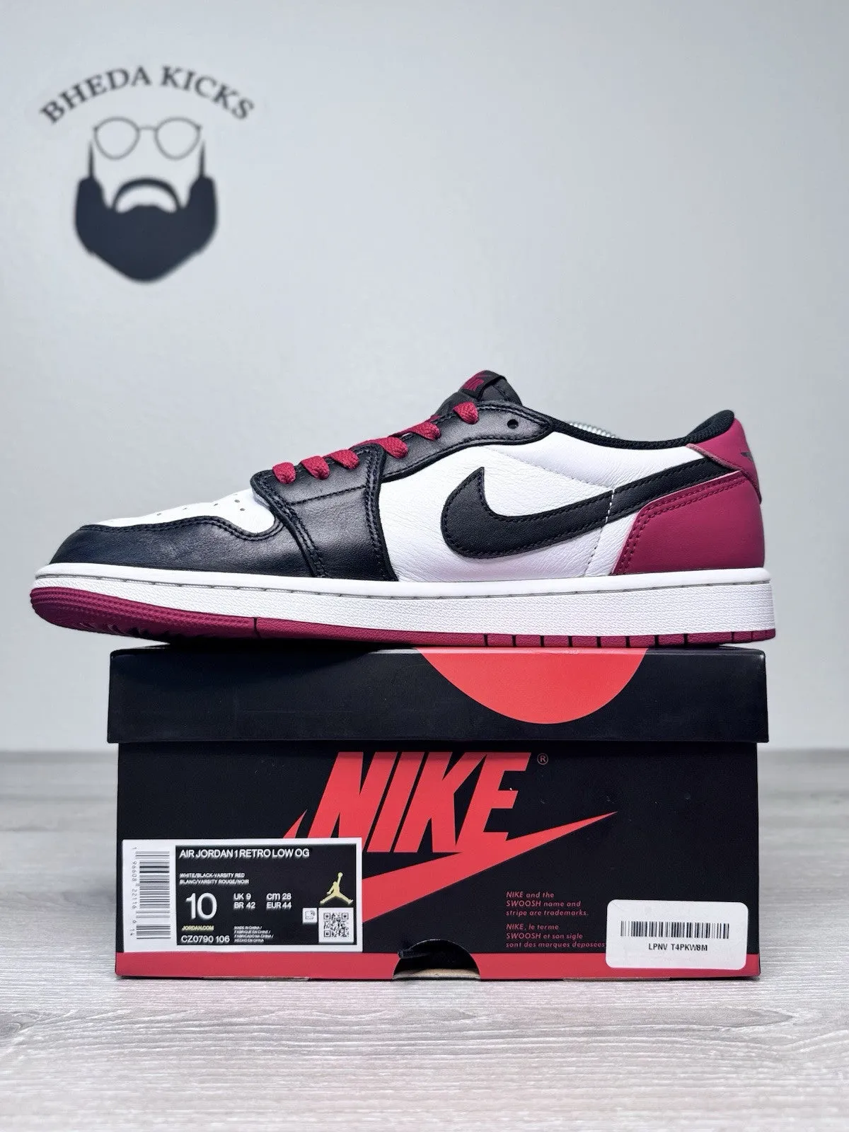 Canvas Boat Sneakers Size 10 - Nike Air Jordan 1 Low OG Black Toe Men CZ0790-106 Preowned