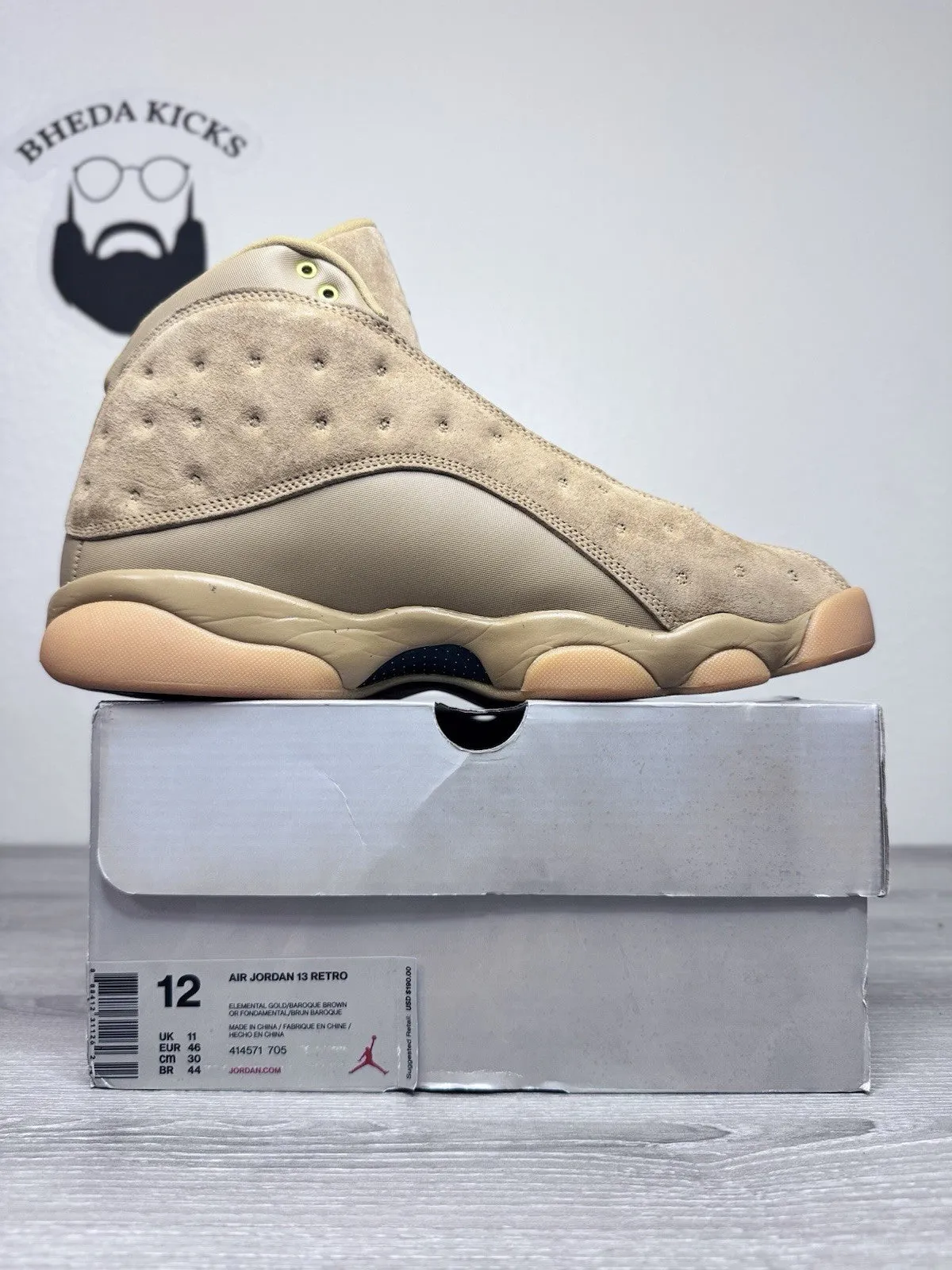 Size 12 - Nike Air Jordan 13 Wheat Men 414571-705 Brown Suede Basketball Shoes Work Shoes Sneakers