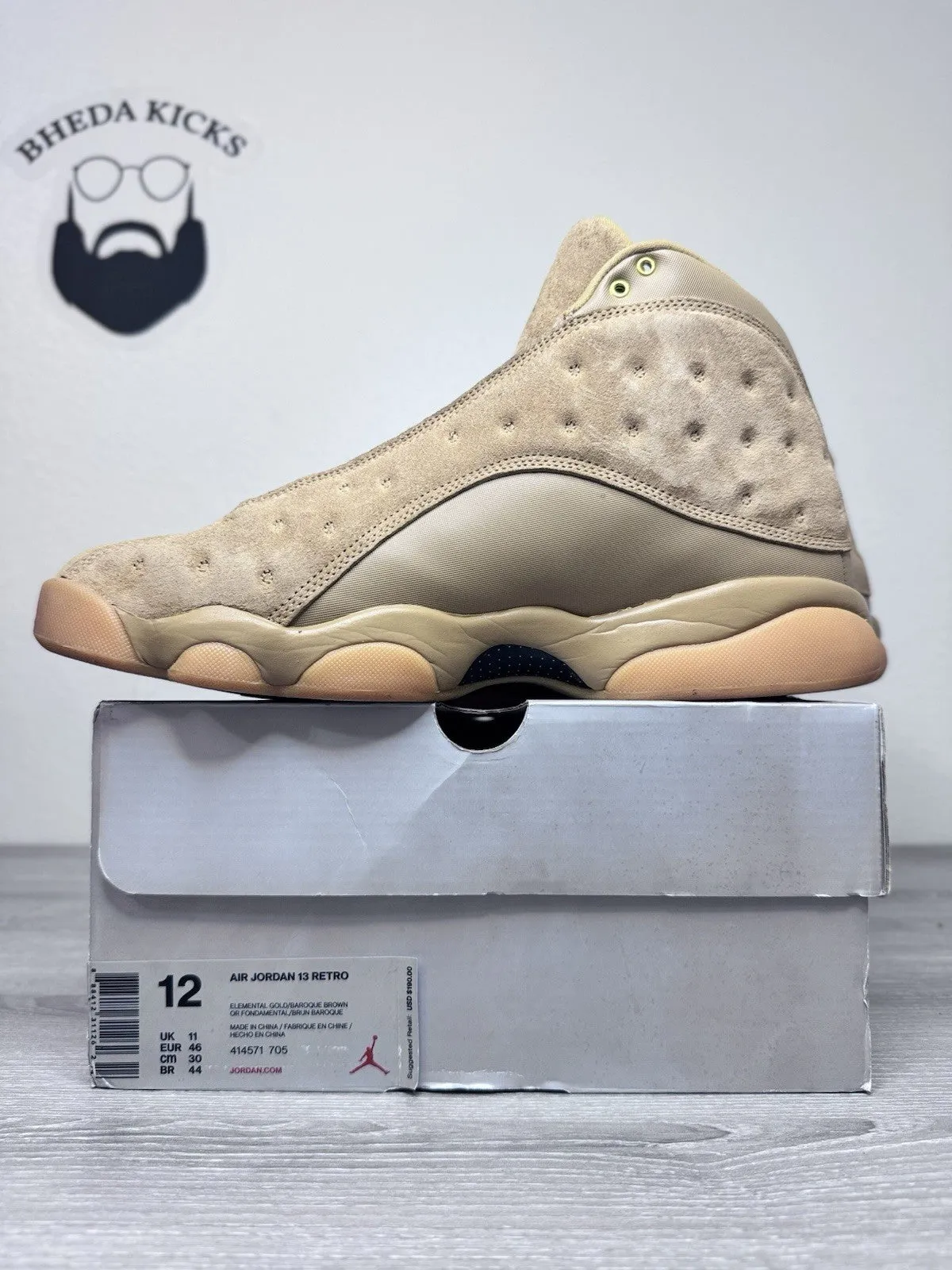 Size 12 - Nike Air Jordan 13 Wheat Men 414571-705 Brown Suede Basketball Shoes Sneakers Cool