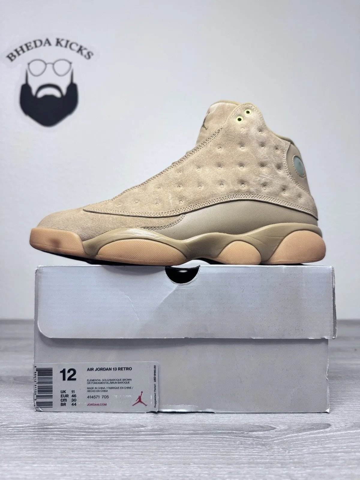 Size 12 - Nike Air Jordan 13 Wheat Men 414571-705 Brown Suede Basketball Shoes Lebron Sneakers