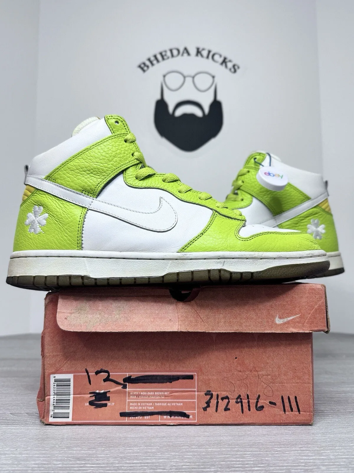 Life Aquatic Sneakers Size 12w (10.5 Men) - Nike Dunk High St Pattys Clover 2005 312916-111 Rare Og