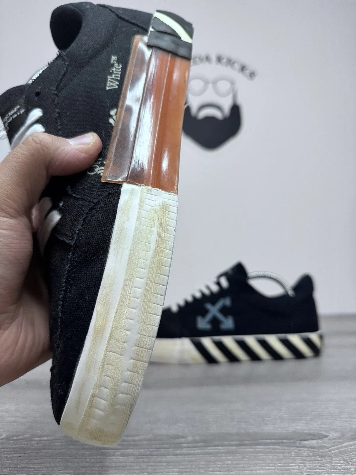 Slip On Platform Sneakers Size 44 EU (11 Men) - Off-White Vulcanized Low Canvas Black Blue White