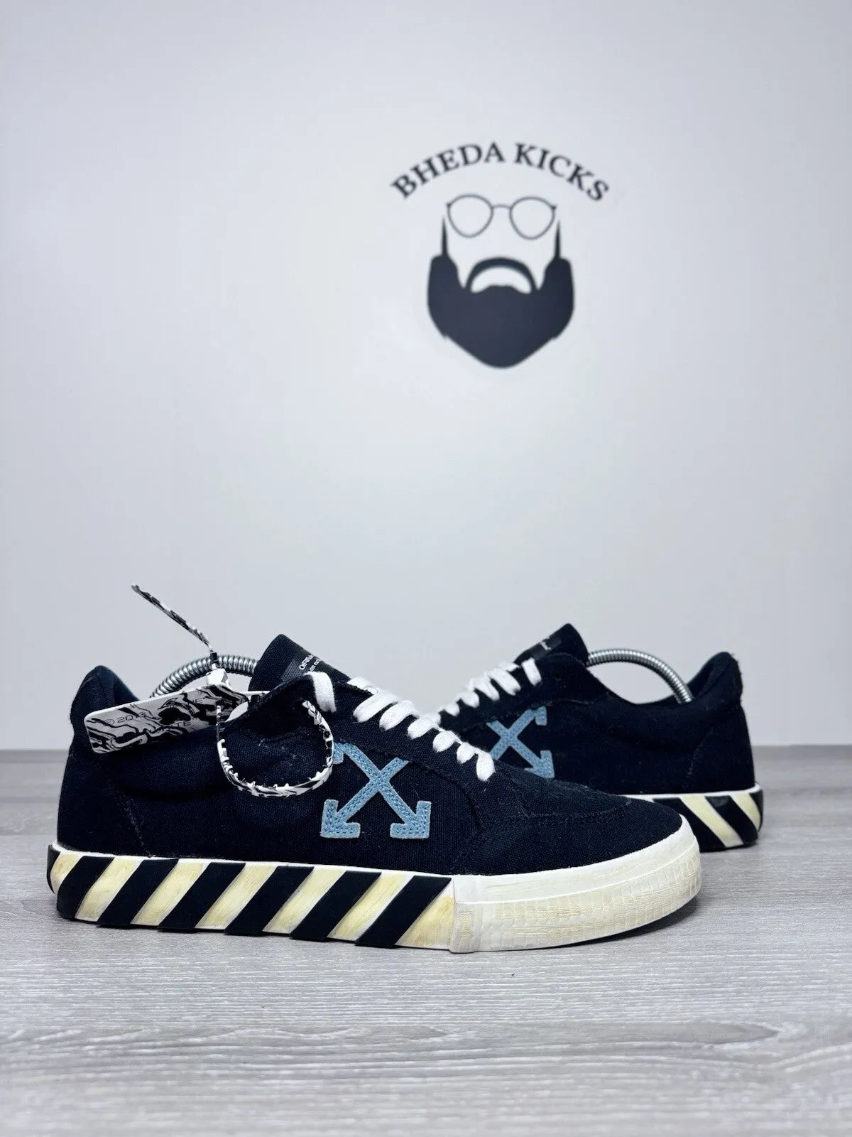 Size 44 EU (11 Men) - Off-White Vulcanized Low Canvas Black Blue White Nama Sneakers