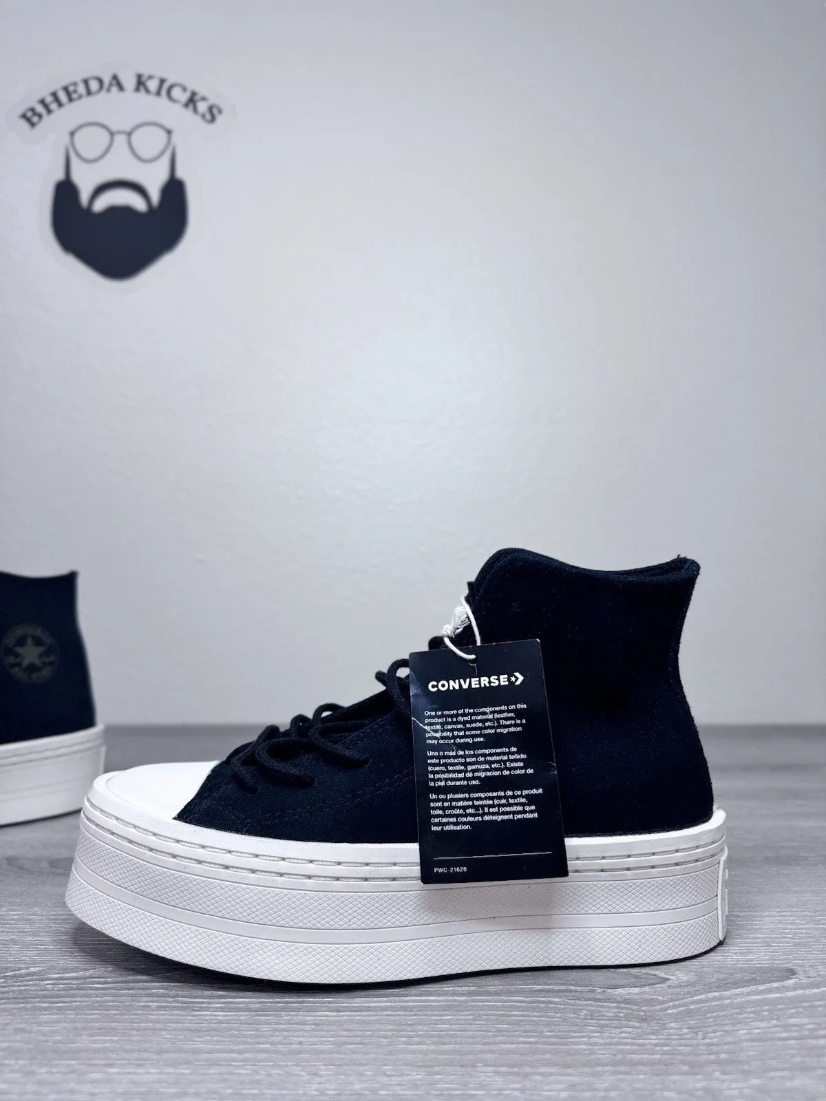 Jogger Sneakers Size 5.5W - Converse Chuck Taylor Modern Lift Platform Women Suede Black A05285C