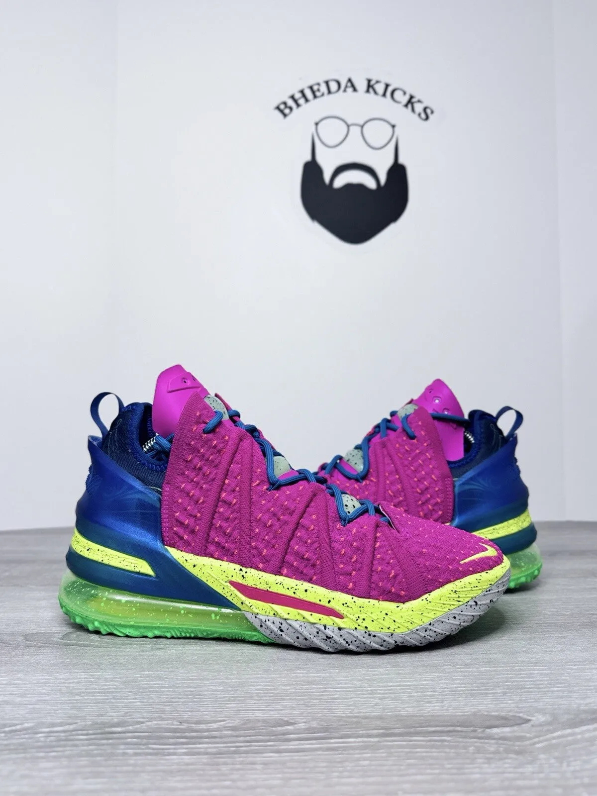 Size 9 - Nike Lebron DB8148-600 XVIII 18 LA Los Angeles by Night Men Preowned Pink Lanvin Sneakers