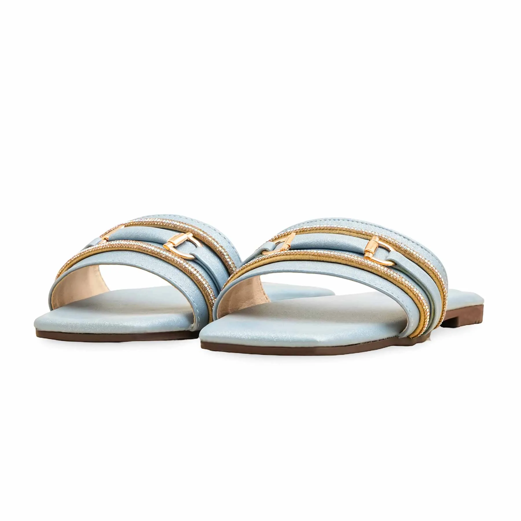 Sky Blue Casual Slipper For Ladies CL2101 Pattern For Knitted Slippers