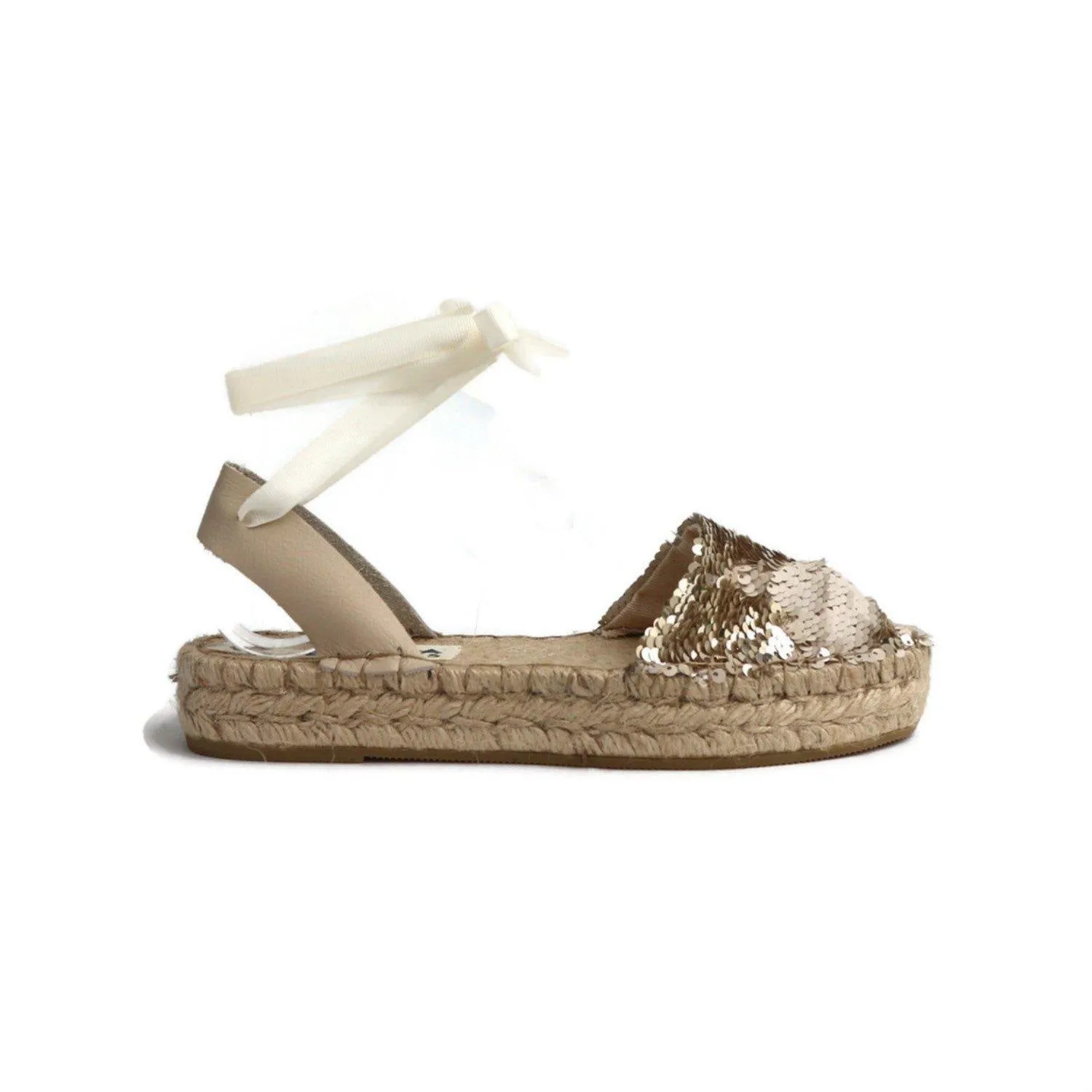 Sequin Espadrilles - Champagne - Double Sole Grenada Sandals