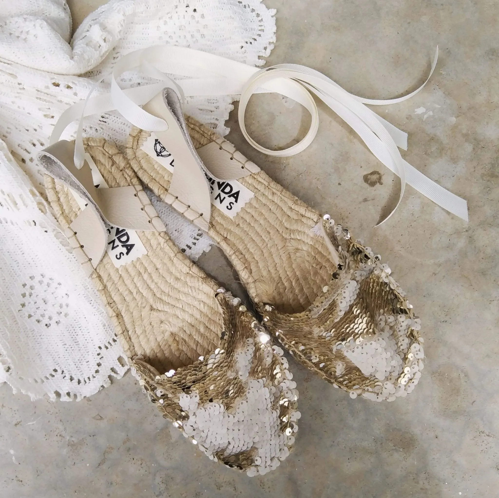 Sequin Espadrilles - Champagne - Double Sole Giuseppe Zanotti Design Sandals