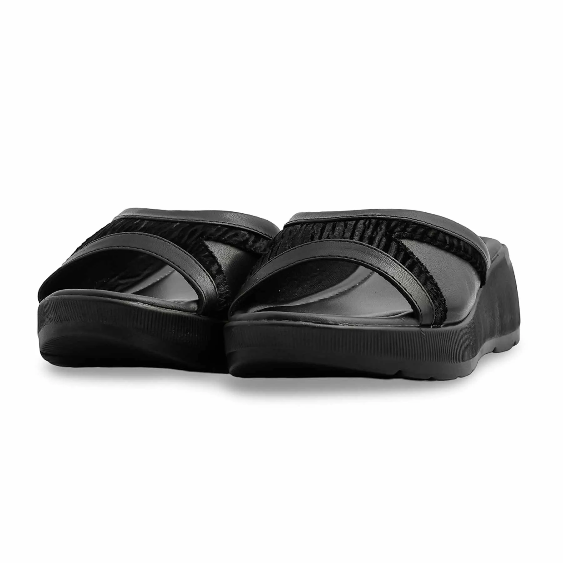 Black Formal Slipper PU0560 Step Slides