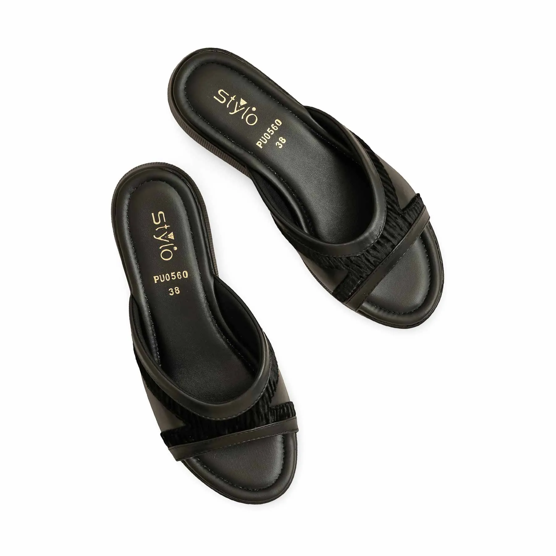 Black Formal Slipper PU0560 Slip On Slippers