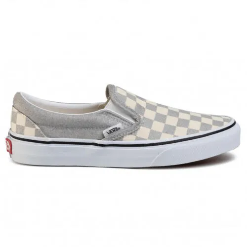 Vans Classic Slip-On VN0A4U38WS31 Men's Silver Checkerboard Shoes HS3826 Casual Shoes With Thick Soles