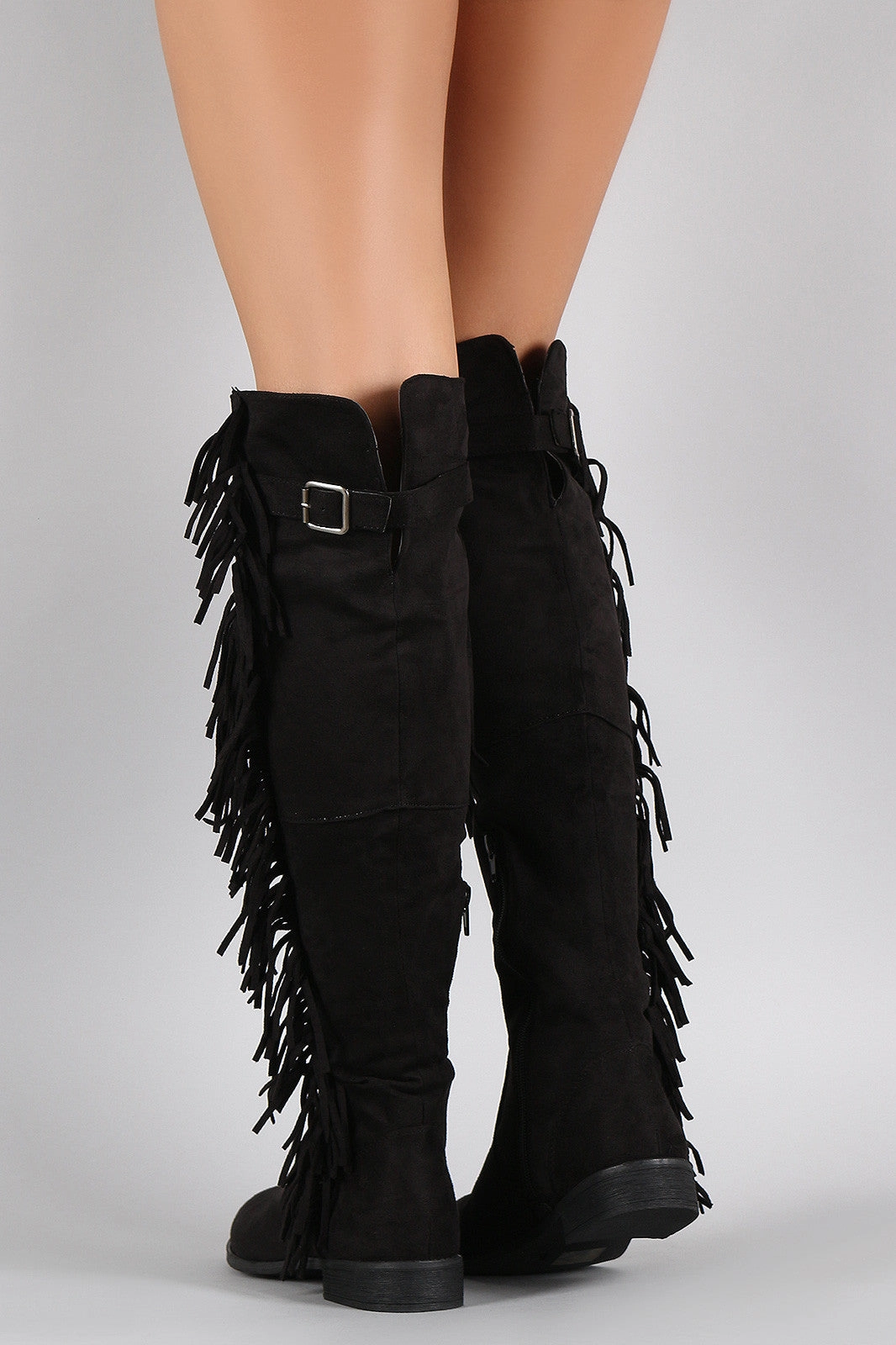 Wild Diva Lounge Western Fringe Flat Boot High Heel Fuck