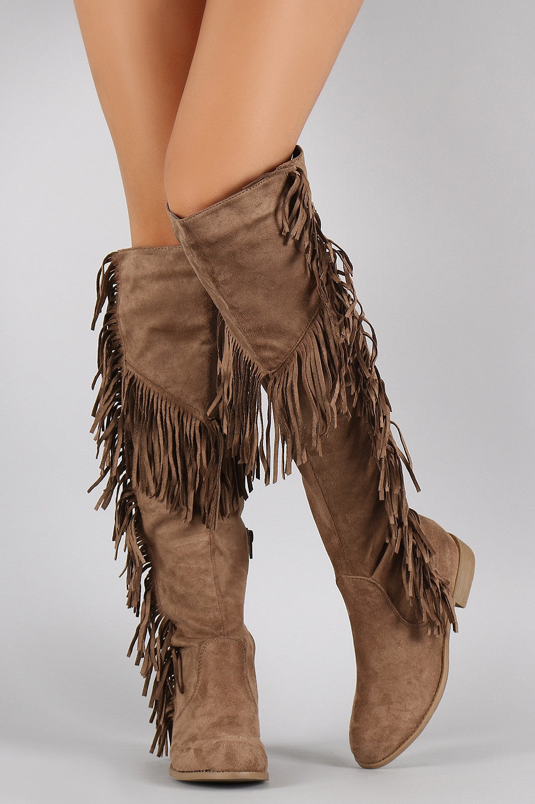 Wild Diva Lounge Western Fringe Flat Boot Fringe Sandals