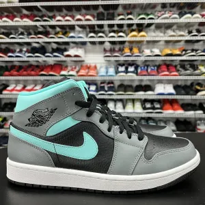 Ethical Sneakers Nike Air Jordan 1 Mid Gray Aqua Sneaker Shoes 554724-063 Men's Size 9