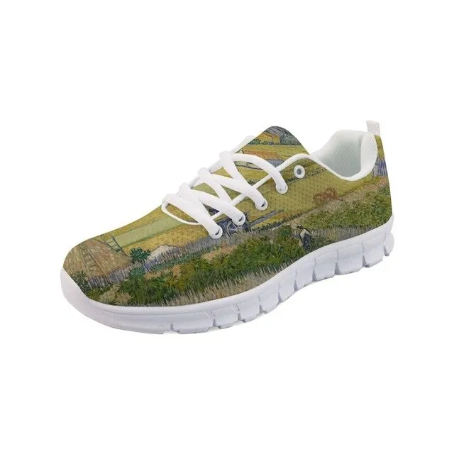 Sneakers Women Flats Shoes Spring Painting Art Printed White bottom Comfortable Flats Breathable Vincent van Gogh Master pieces