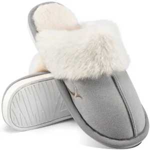 HARENC Women's Comfy Faux Fur Slippers Memory Foam Slip-on House Shoes Slippers Tj Maxx