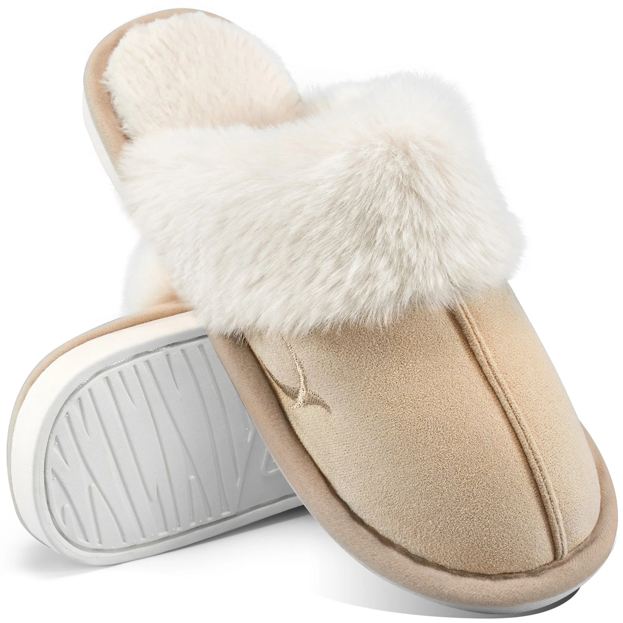 Discontinued Slippers HARENC Women's Comfy Faux Fur Slippers Memory Foam Slip-on House Shoes