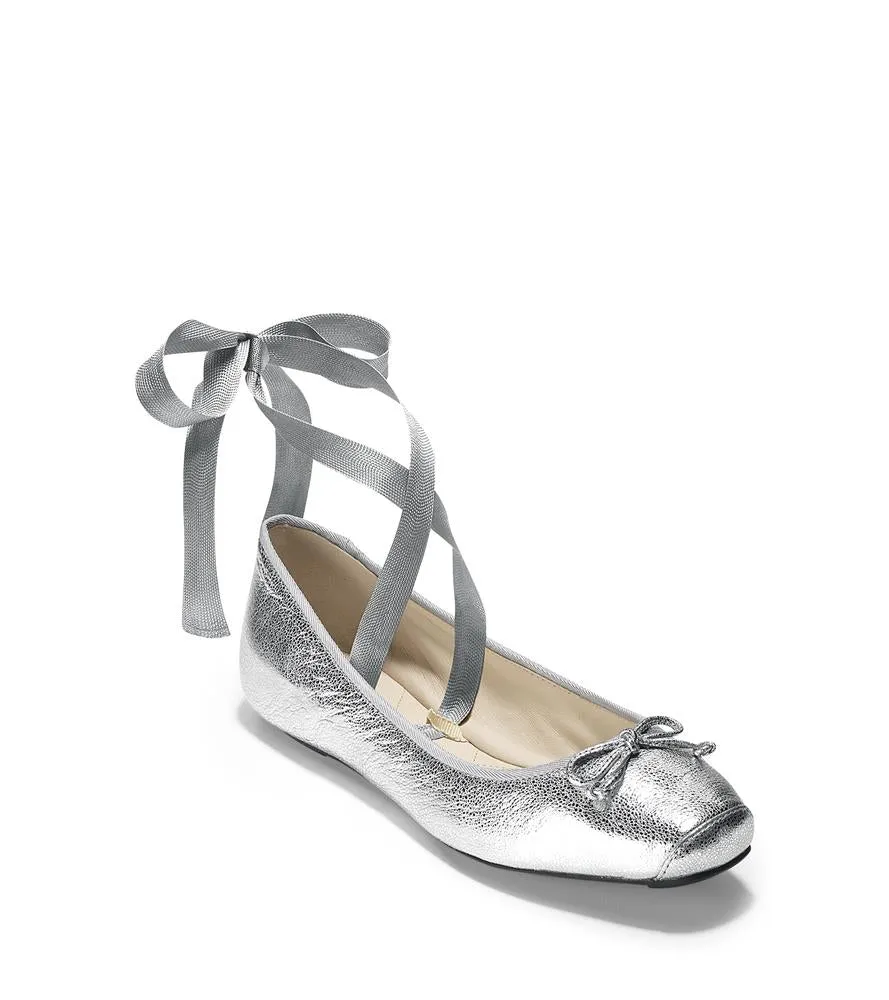 Cole Haan Downtown Ballet Silver Metallicsize 8.5 Helsinki Cap Toe Oxfords