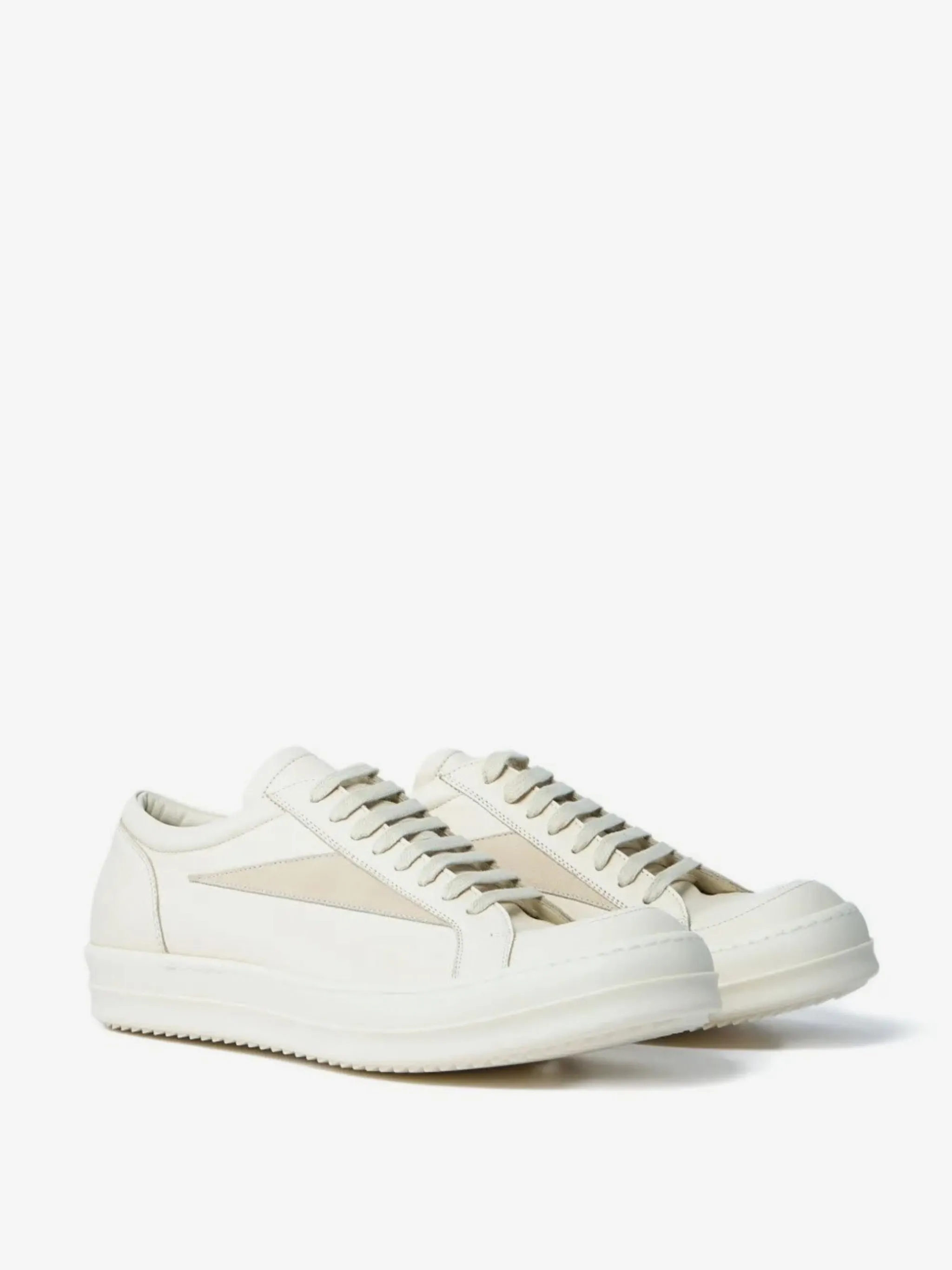 RICK OWENS - Men Leather Vintage Sneakers Age For Silver Sneakers