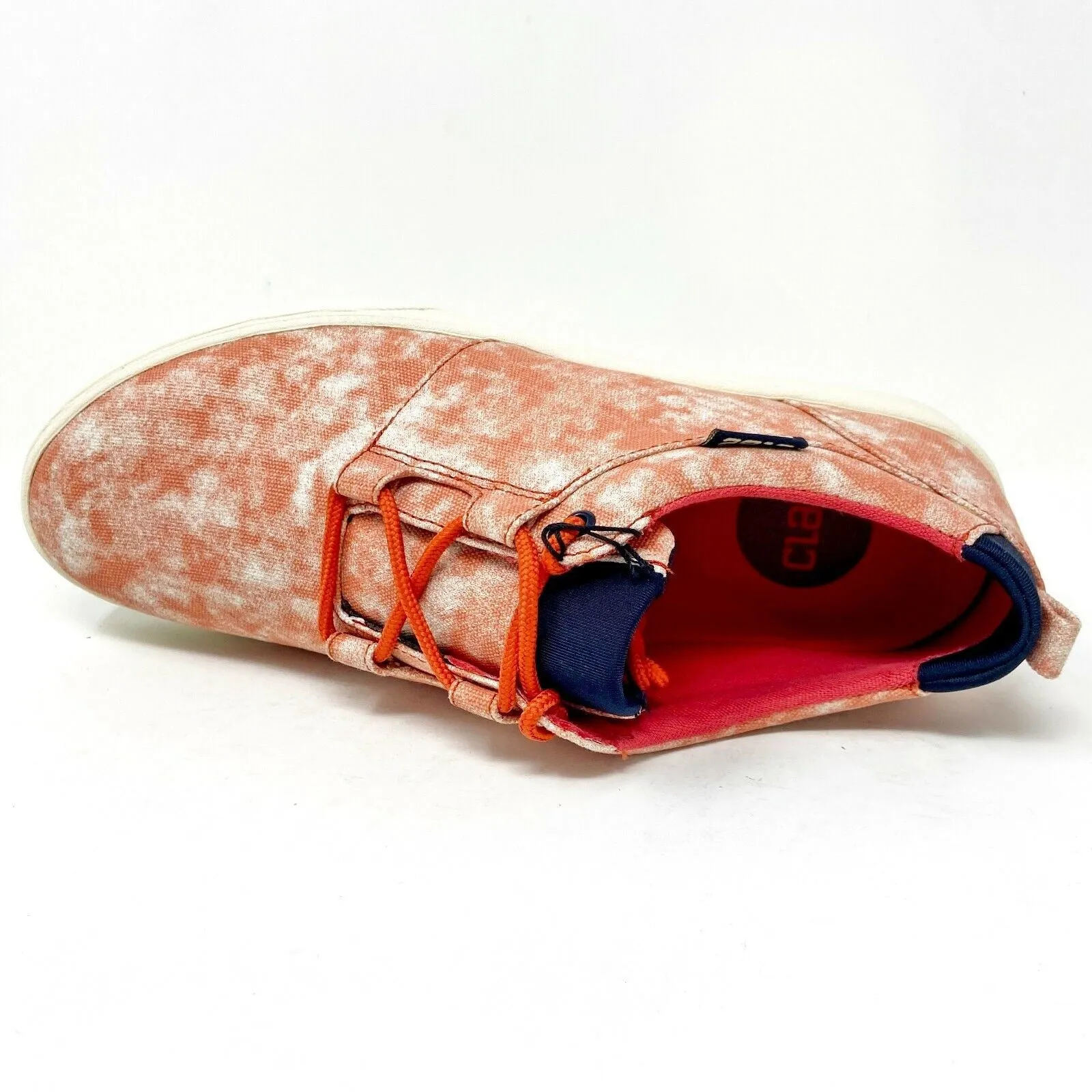 Clae Newman Fire Tie Dye Red Canvas Mens Casual Premium Shoes Semi Casual Leather Shoes