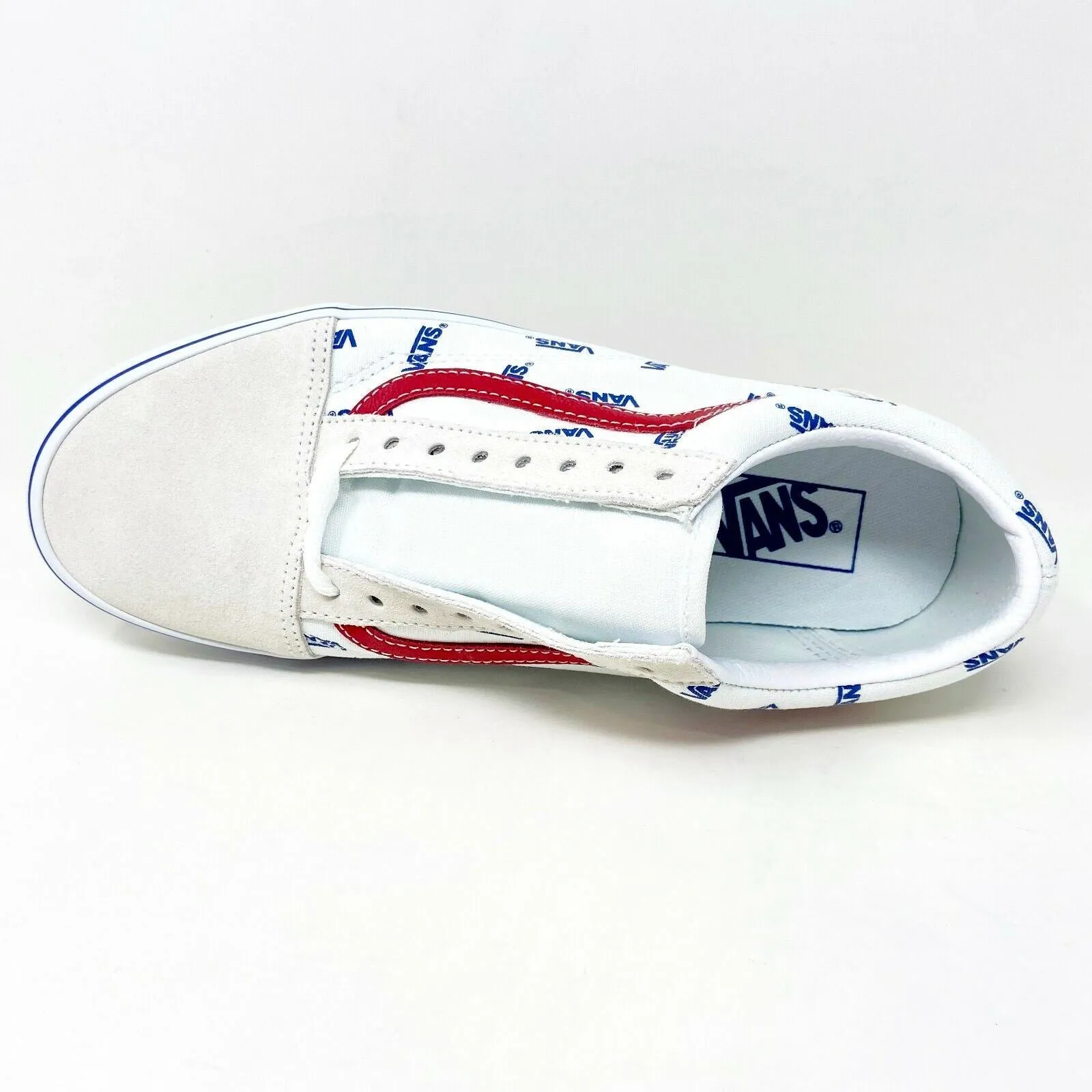 Casual Winter Shoe Vans Old Skool True White Red Mens Logo Suede Casual Shoes Sneakers