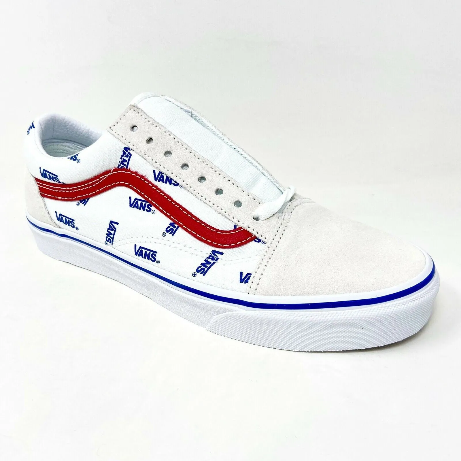 Luxury Casual Shoes Vans Old Skool True White Red Mens Logo Suede Casual Shoes Sneakers