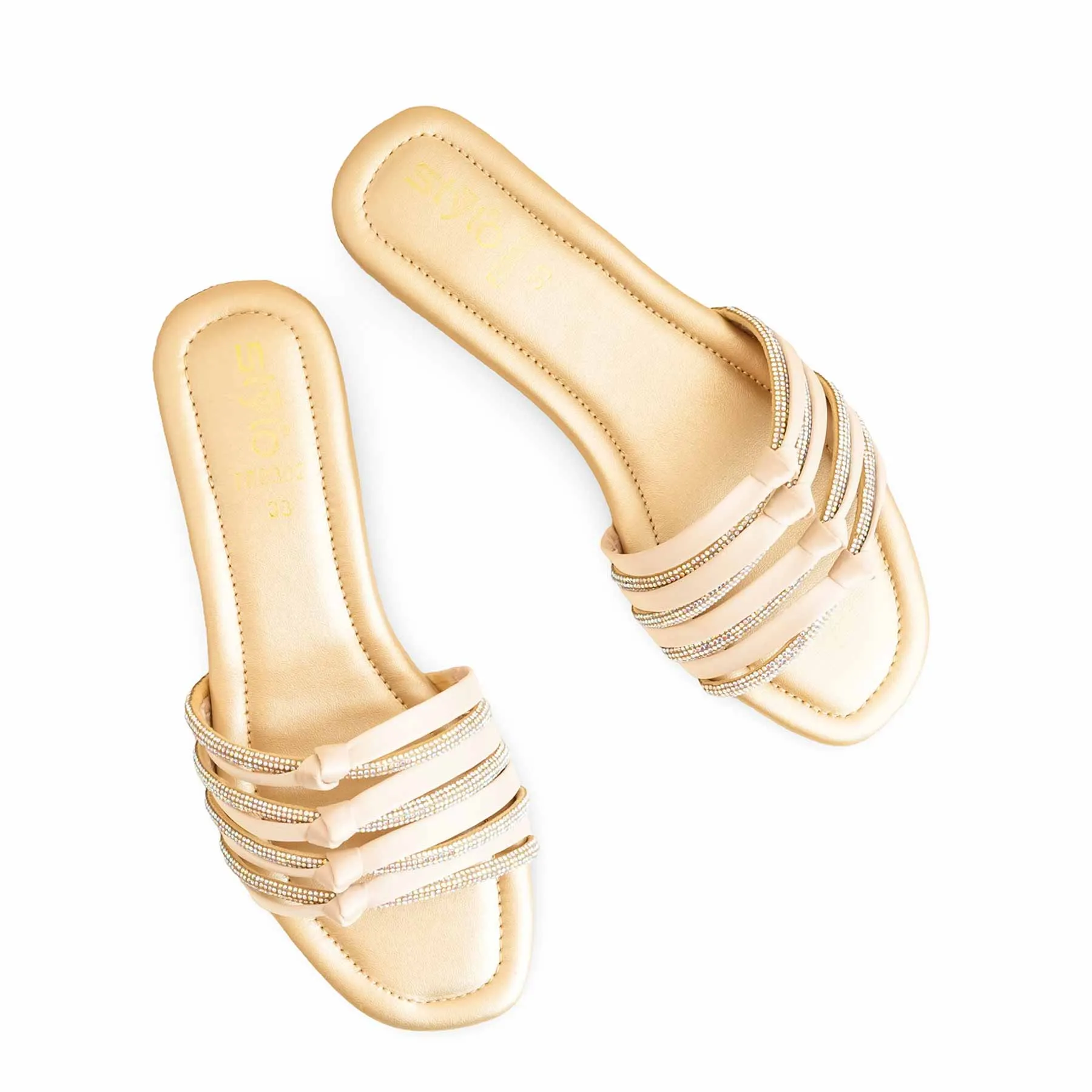 Golden Formal Slipper For Ladies FR8302 Flat Feet Slippers