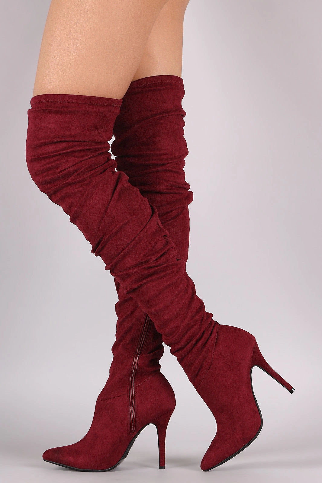 High Heels Film Anne Michelle Suede Slouchy Pointy Toe Stiletto Boots