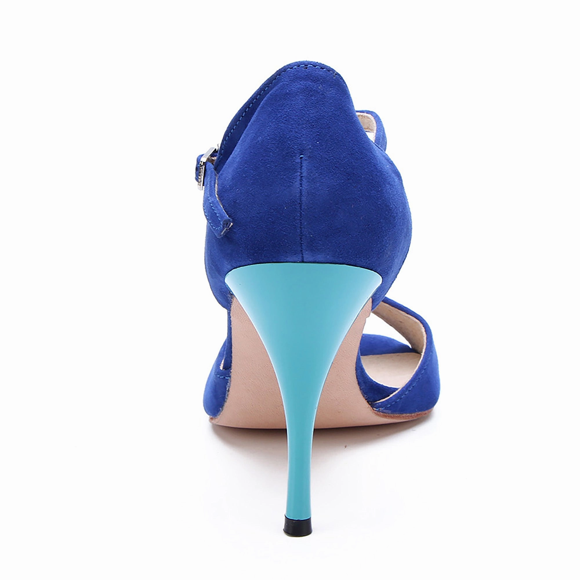 High Heels Almodovar Argentine Tango Shoes for Women High Heel Dance Sandals Leather Sole Blue
