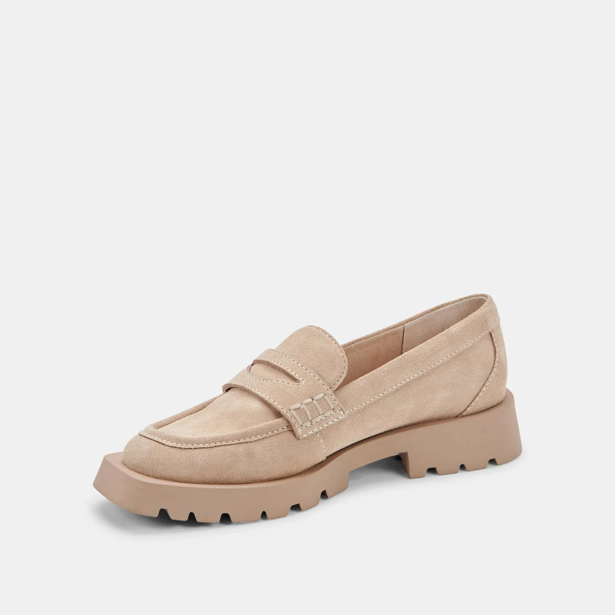 The Elias Flats Loafer by Dolce Vita - Dune Suede Women Flat Leather Shoes
