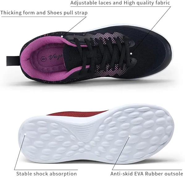 Cdg Sneakers Vepose Women's Zora Black Purple Walking Shoes Soft(8,Zora-Black Purple)